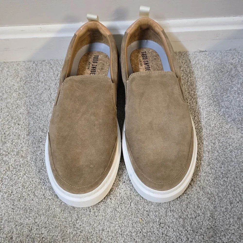Todd Snyder Mens Tuscan‎ Slip On Suede Casual Shoes Cappucino Tan Sz 9 Italy